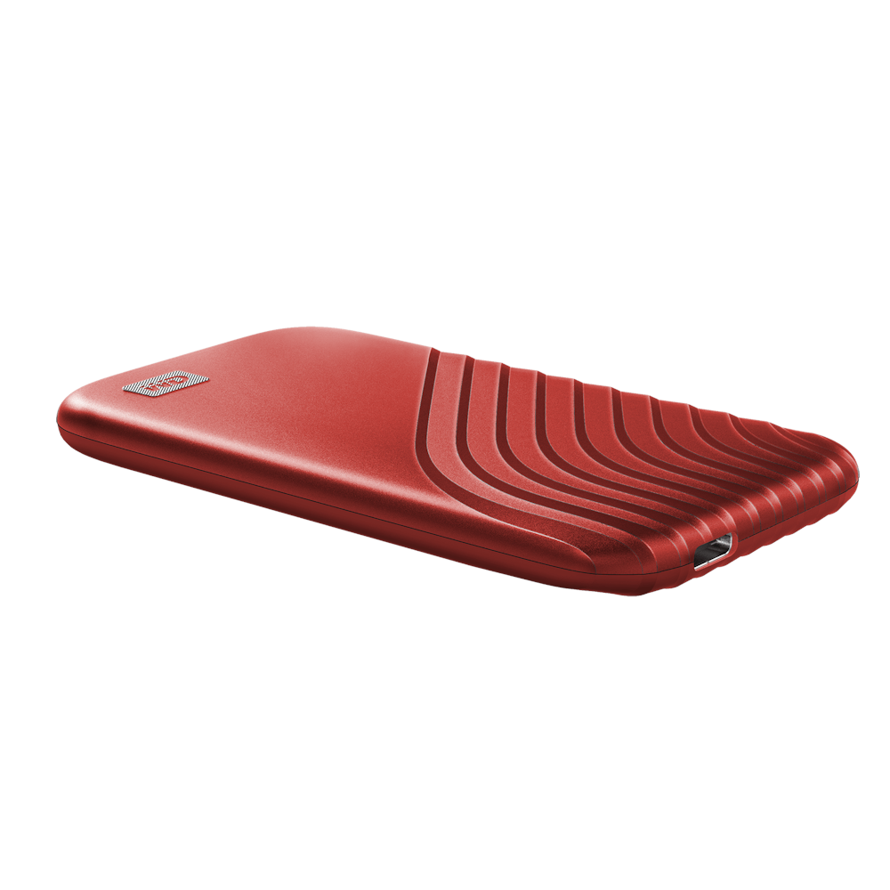 A large main feature product image of WD My Passport Portable SSD -2TB  Red