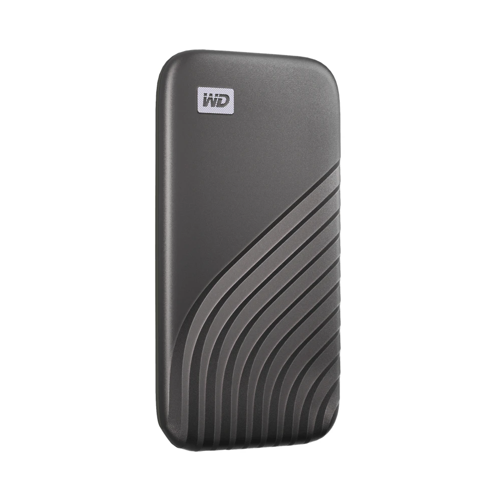 A large main feature product image of WD My Passport Portable SSD - 4TB Space Grey