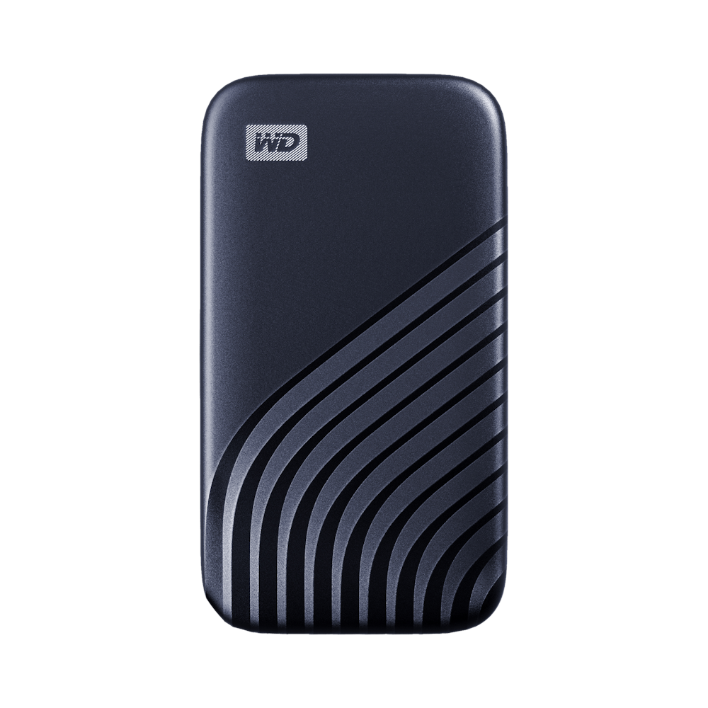 A large main feature product image of WD My Passport Portable SSD -500GB  Blue