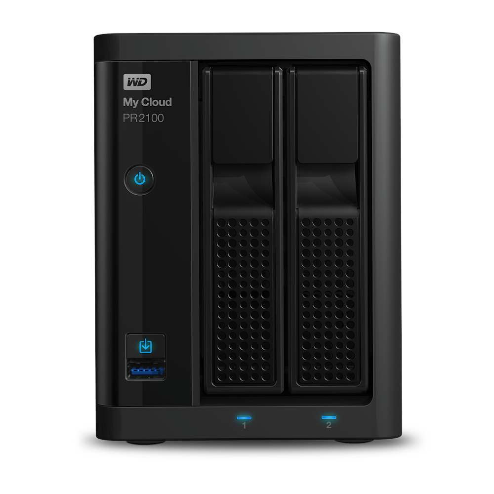 A large main feature product image of WD My Cloud Pro PR2100 16TB NAS Enclosure