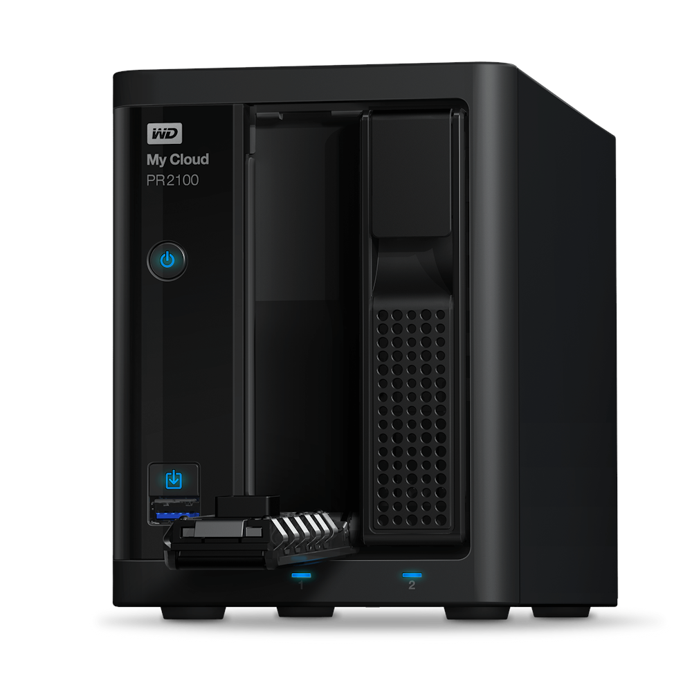 A large main feature product image of WD My Cloud Pro PR2100 16TB NAS Enclosure
