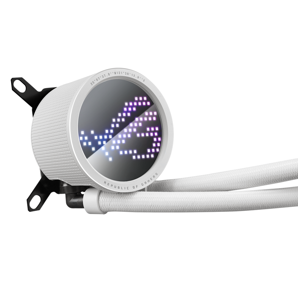 A large main feature product image of ASUS ROG Ryuo III 240 ARGB 240mm AIO CPU Cooler - White