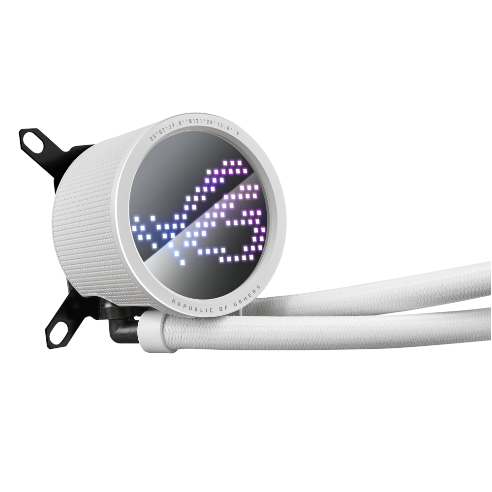 A large main feature product image of ASUS ROG Ryuo III 240 ARGB 240mm AIO CPU Cooler - White