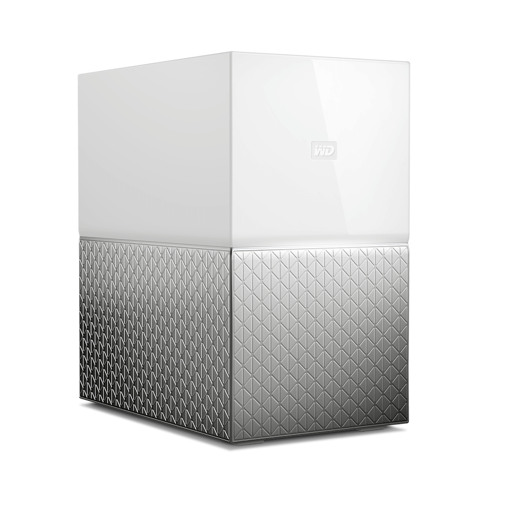 A large main feature product image of WD My Cloud Home Duo 4TB NAS Enclosure