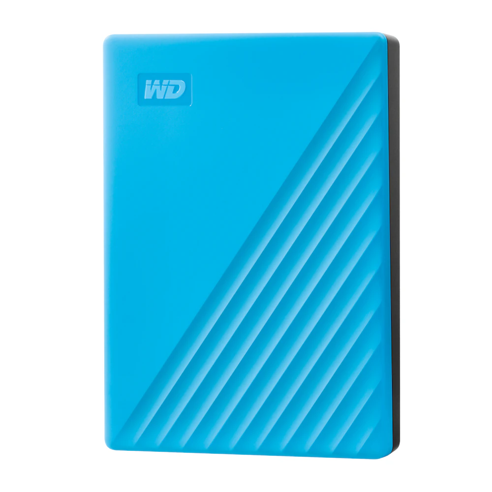 A large main feature product image of WD My Passport Portable HDD - 4TB Blue