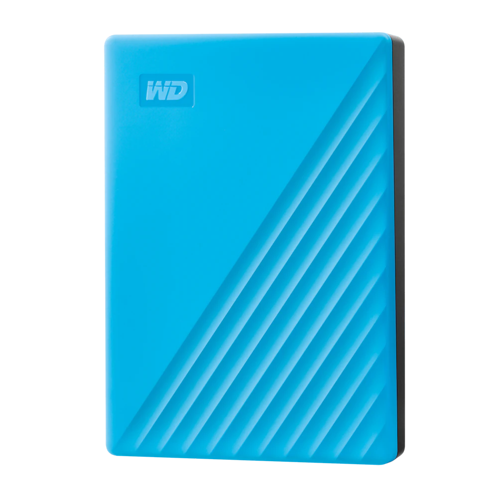 A large main feature product image of WD My Passport Portable HDD - 4TB Blue