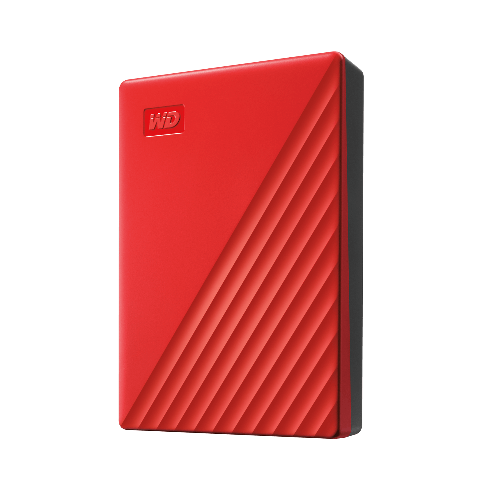 A large main feature product image of WD My Passport Portable HDD - 4TB Red