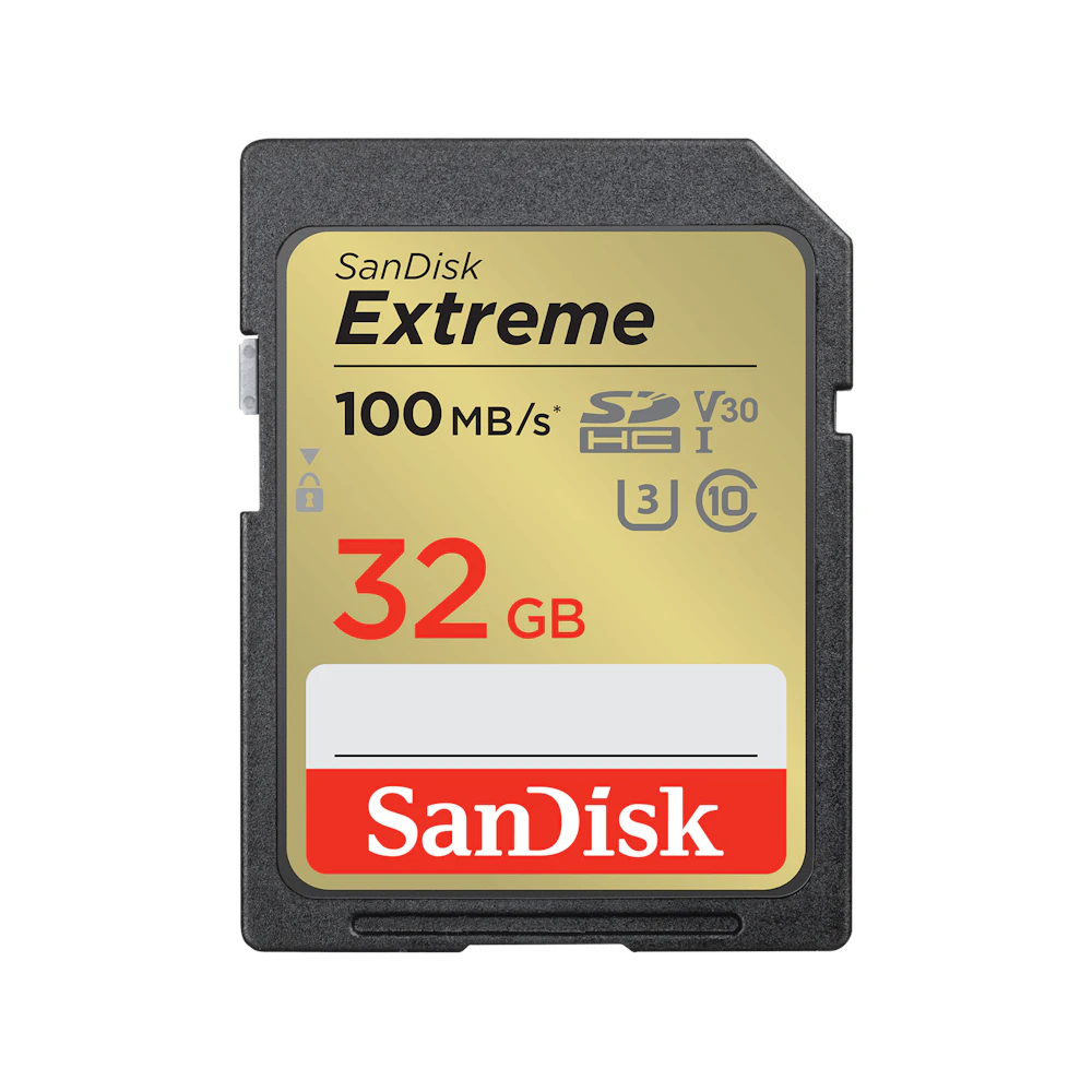 A large main feature product image of SanDisk Extreme SDHC U3 V30 UHS-I SD Card - 32GB