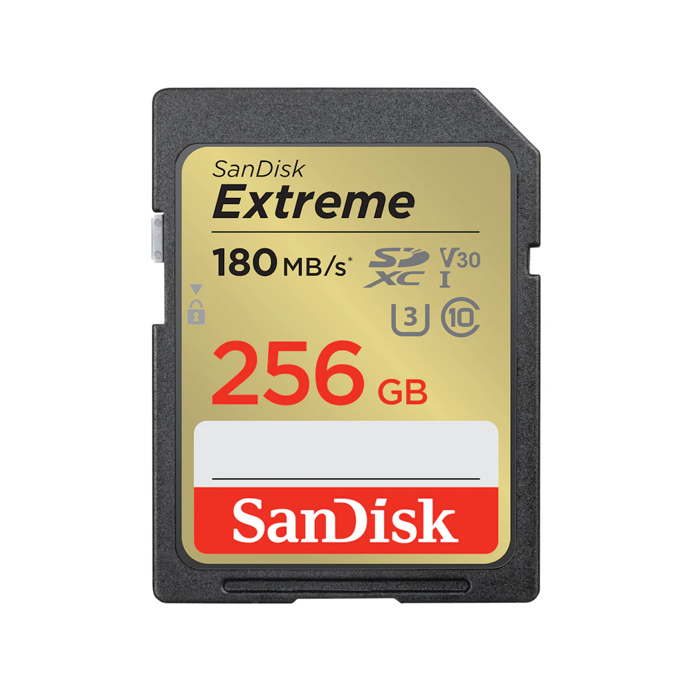 A large main feature product image of SanDisk Extreme SDXC U3 V30 UHS-I SD Card - 256GB