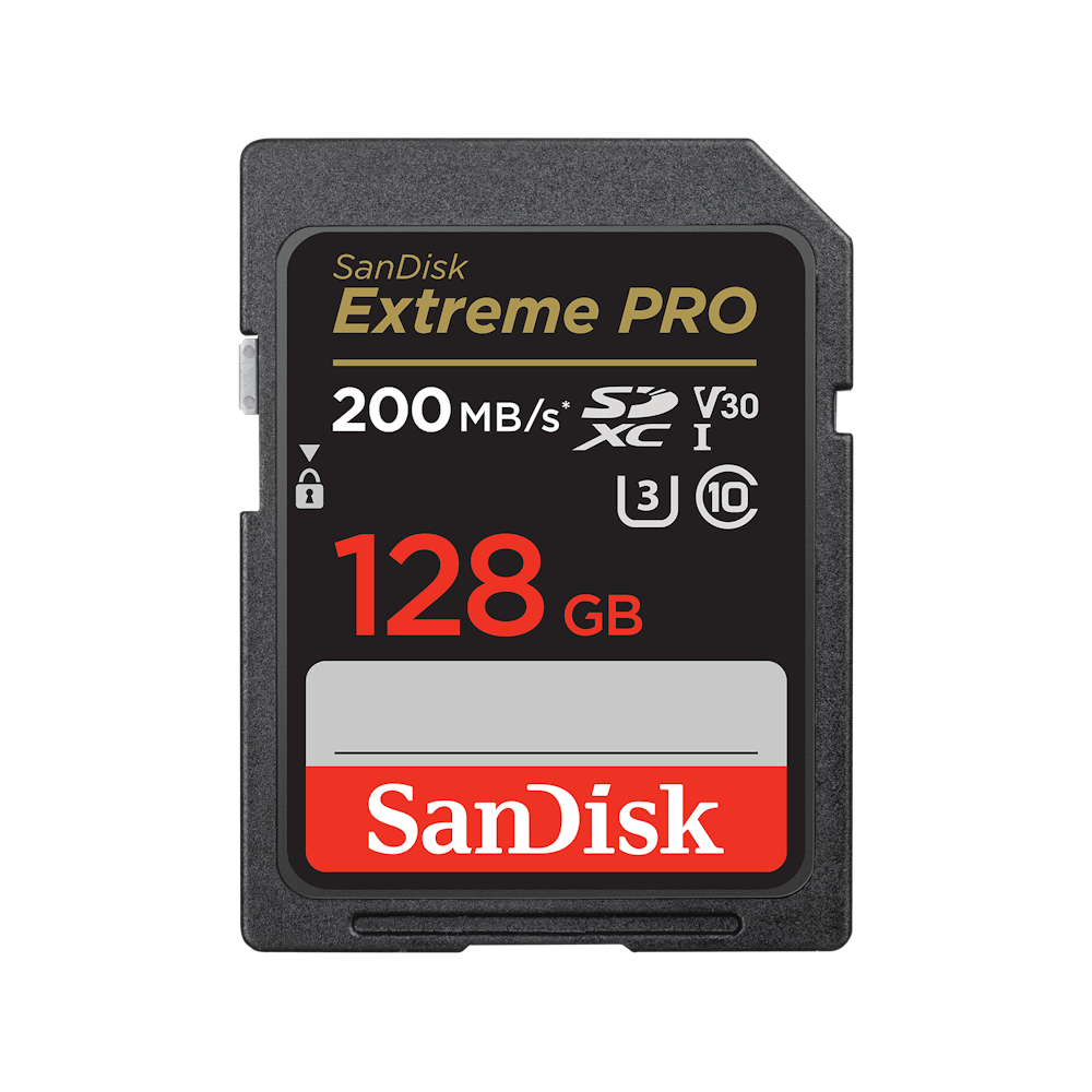 A large main feature product image of SanDisk Extreme Pro 128GB UHS-I SDHC/SDXC Card
