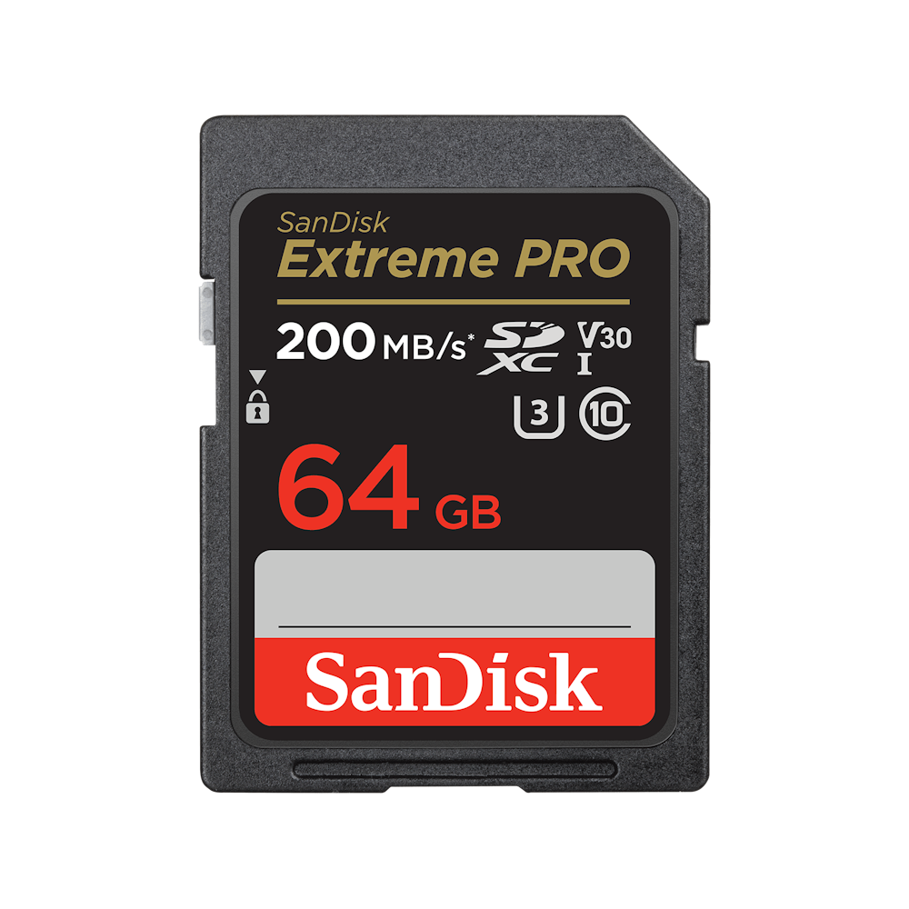 A large main feature product image of SanDisk Extreme Pro 64GB UHS-I SDHC/SDXC Card