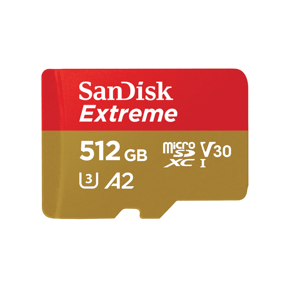 A large main feature product image of SanDisk Extreme microSDXC U3 V30 A2 UHS-I microSD Card - 512GB