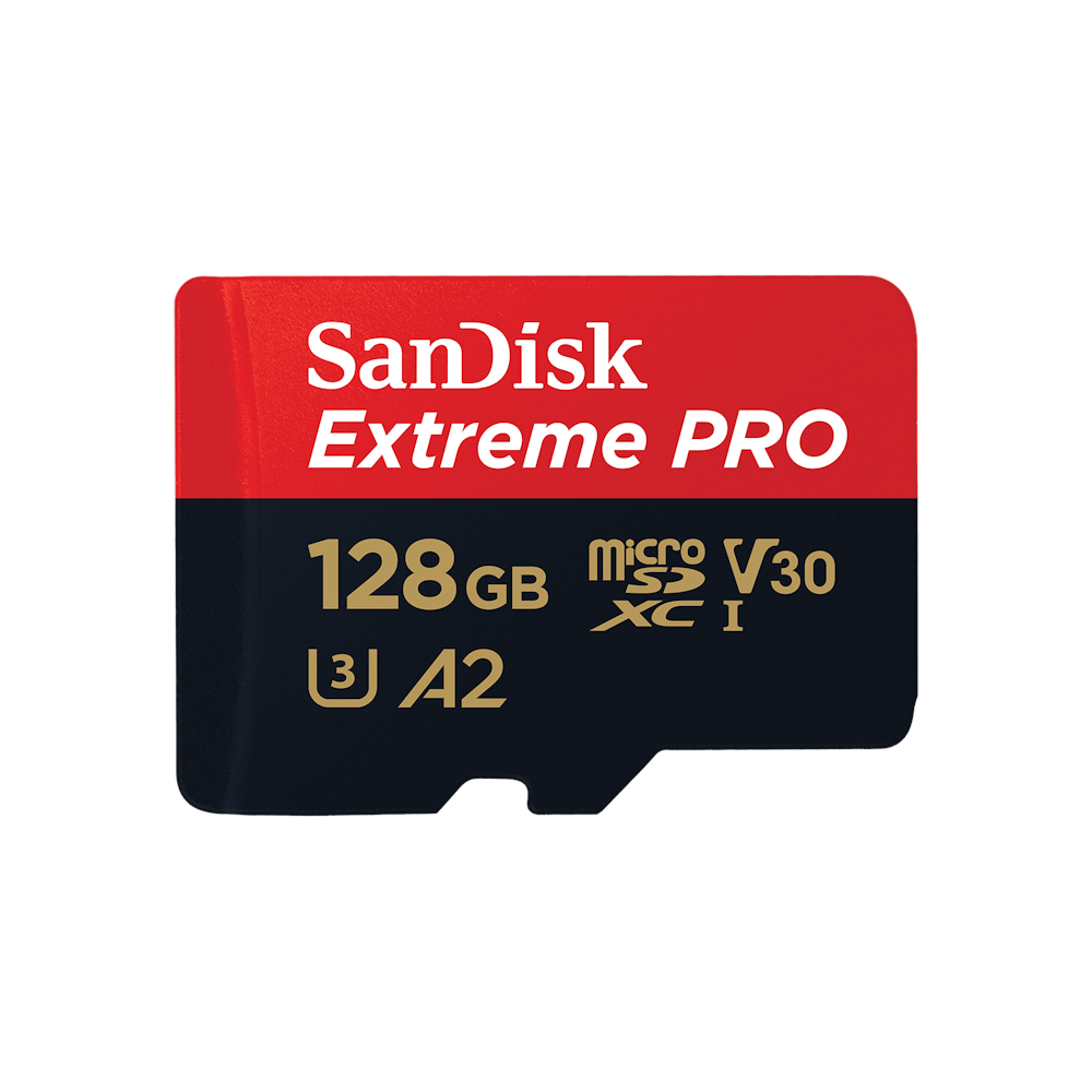 A large main feature product image of SanDisk Extreme PRO 128GB MicroSDXC UHS-I Card