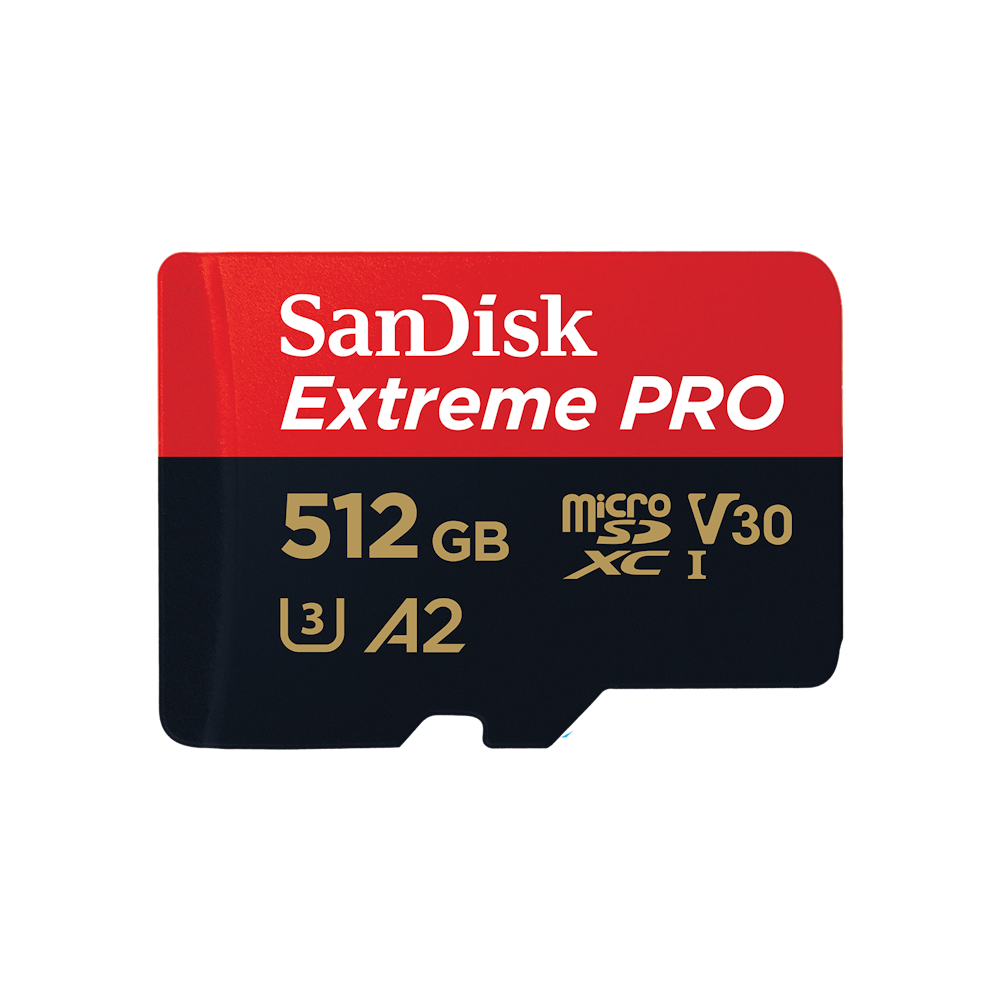 A large main feature product image of SanDisk Extreme PRO 512GB MicroSDXC UHS-I Card