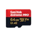 A product image of SanDisk Extreme PRO microSDXC U3 V30 A2 UHS-I microSD Card - 64GB