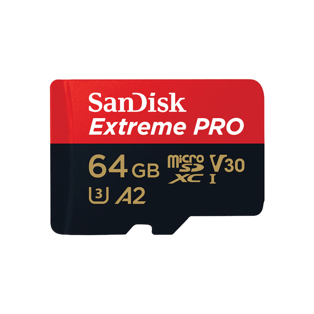 A large main feature product image of SanDisk Extreme PRO microSDXC U3 V30 A2 UHS-I microSD Card - 64GB
