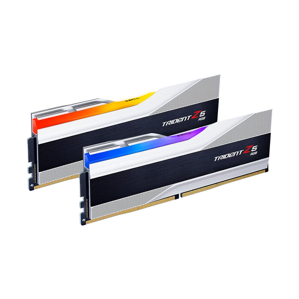A large main feature product image of G.Skill 48GB Kit (2x24GB) DDR5 Trident Z5 RGB C40 8000MHz - Silver