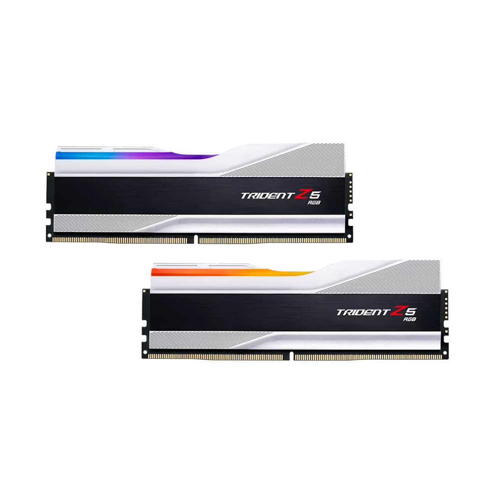 A large main feature product image of G.Skill 48GB Kit (2x24GB) DDR5 Trident Z5 RGB C40 8000MHz - Silver