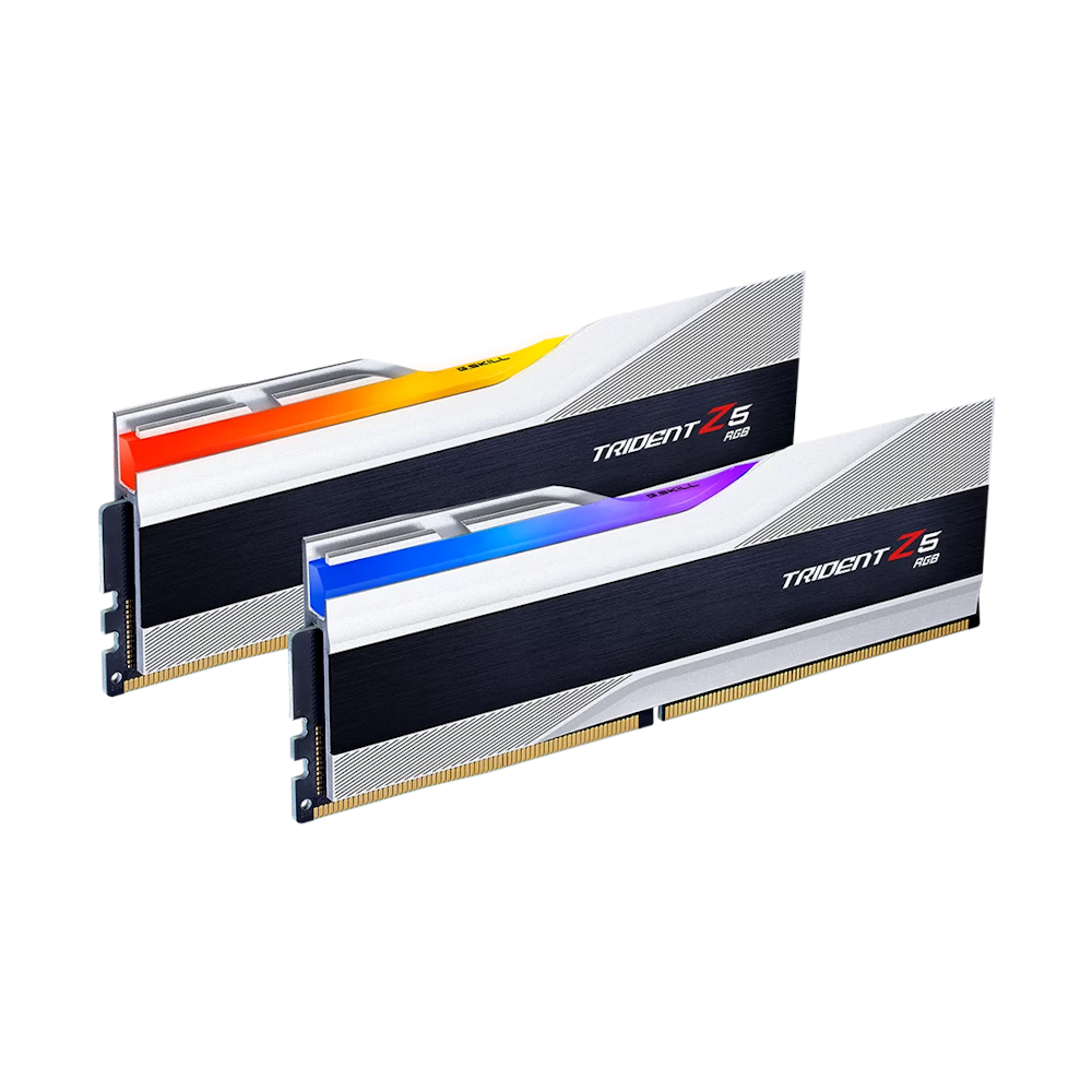 A large main feature product image of G.Skill 48GB Kit (2x24GB) DDR5 Trident Z5 RGB C36 7200MHz - Silver