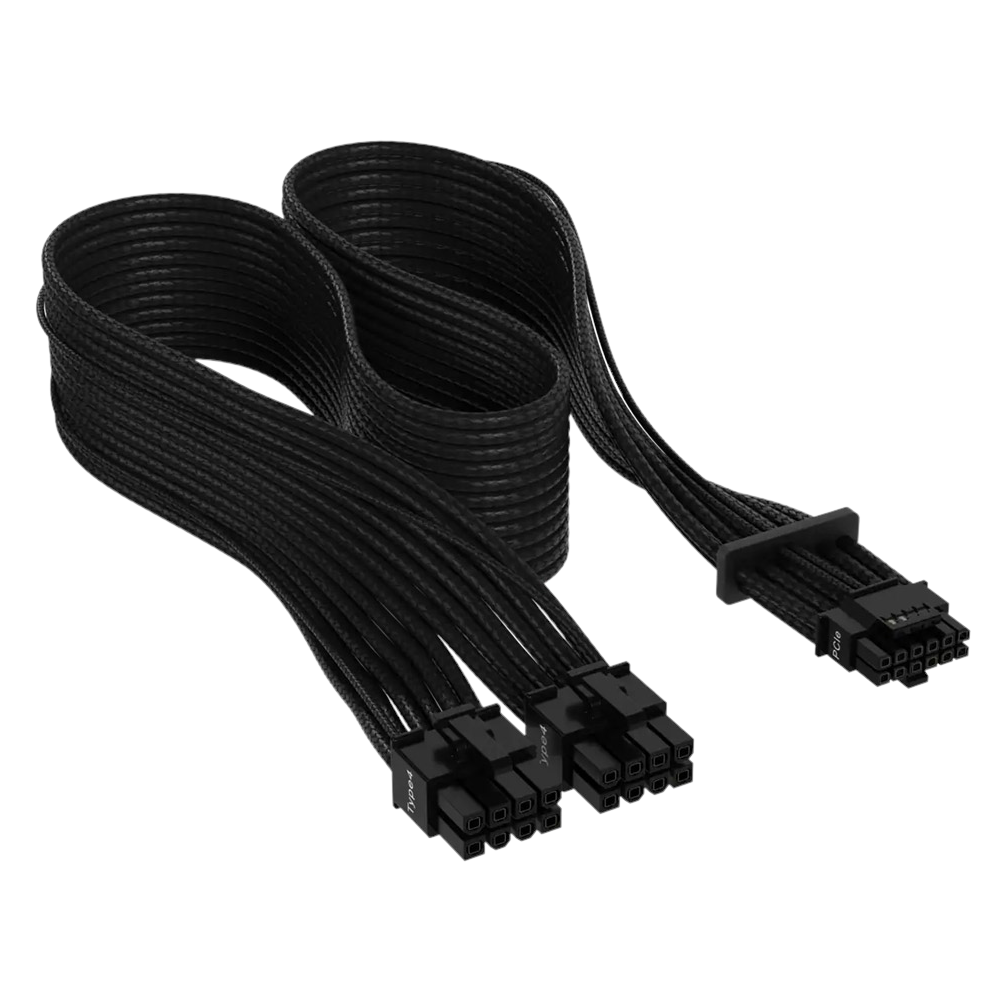 Corsair Premium Individually Sleeved 12+4pin PCIe Gen 5 12VHPWR 600W Cable, Type 4, Black