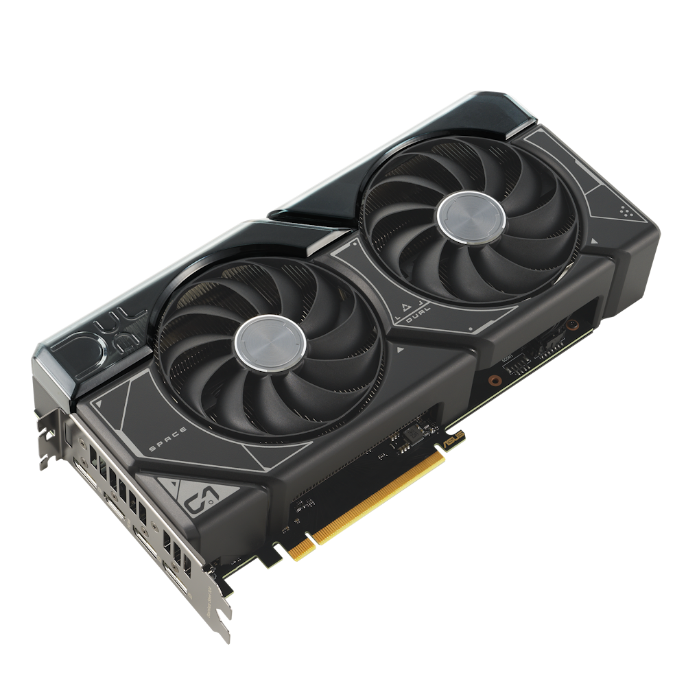 A large main feature product image of ASUS GeForce RTX 4070 Dual OC 12GB GDDR6X - Black