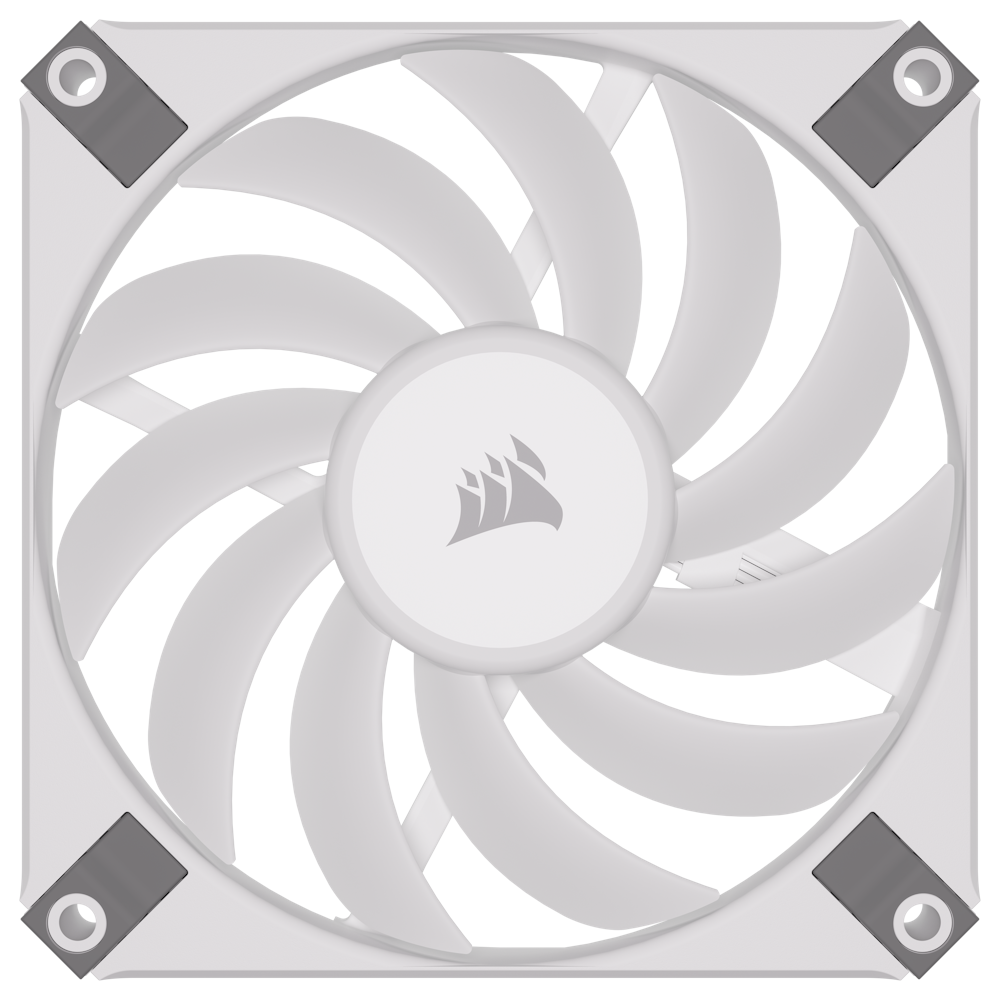 A large main feature product image of Corsair iCUE AF120 RGB Slim 120mm PWM Fan White - Single Pack
