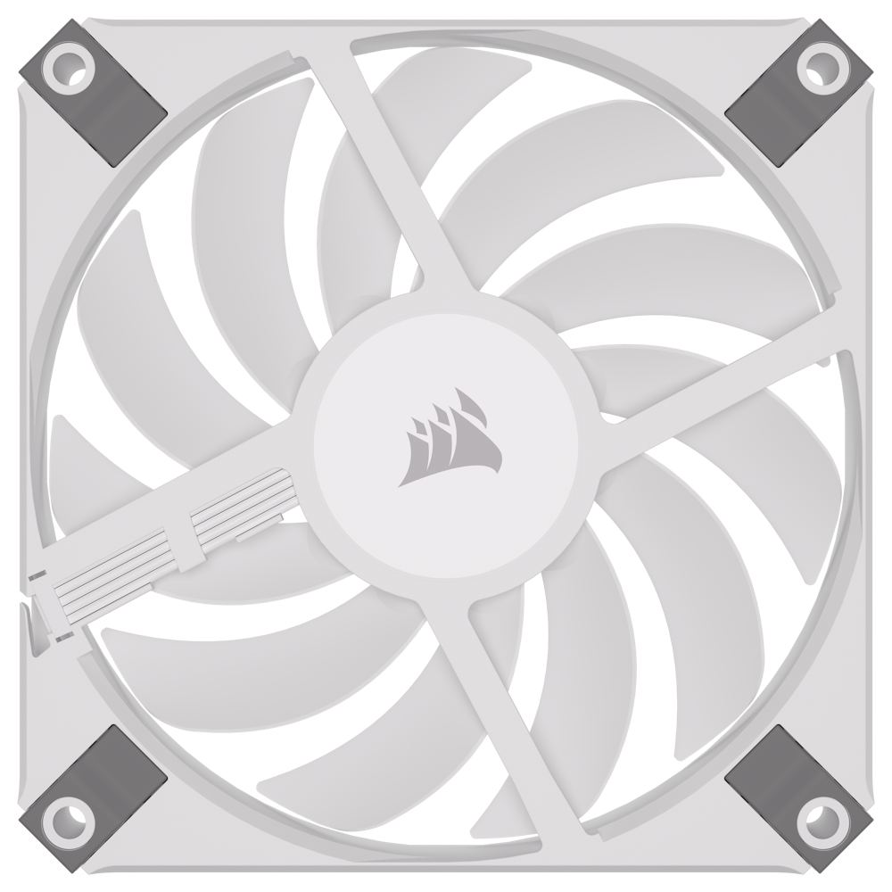 A large main feature product image of Corsair iCUE AF120 RGB Slim 120mm PWM Fan White - Single Pack