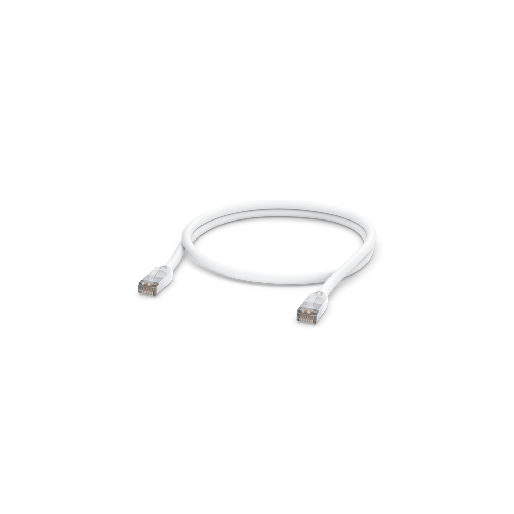 A large main feature product image of Ubiquiti UISP All-Weather Outdoor CAT5e Patch Cable - 1m White