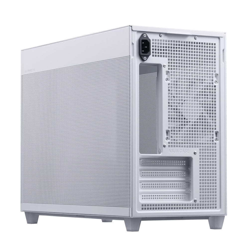 A large main feature product image of ASUS PRIME AP201 TG Micro Tower Case - White