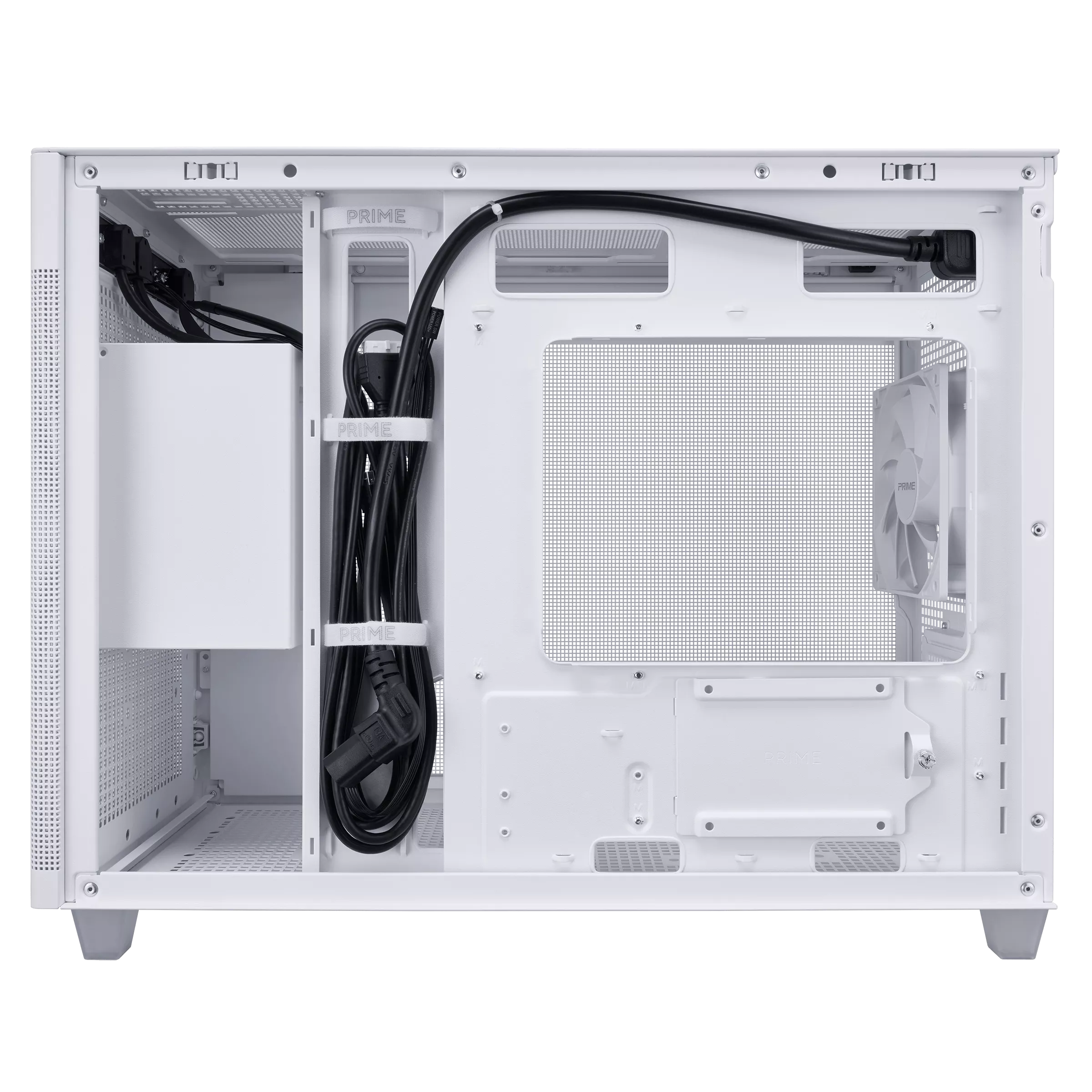 A large main feature product image of ASUS PRIME AP201 TG Micro Tower Case - White
