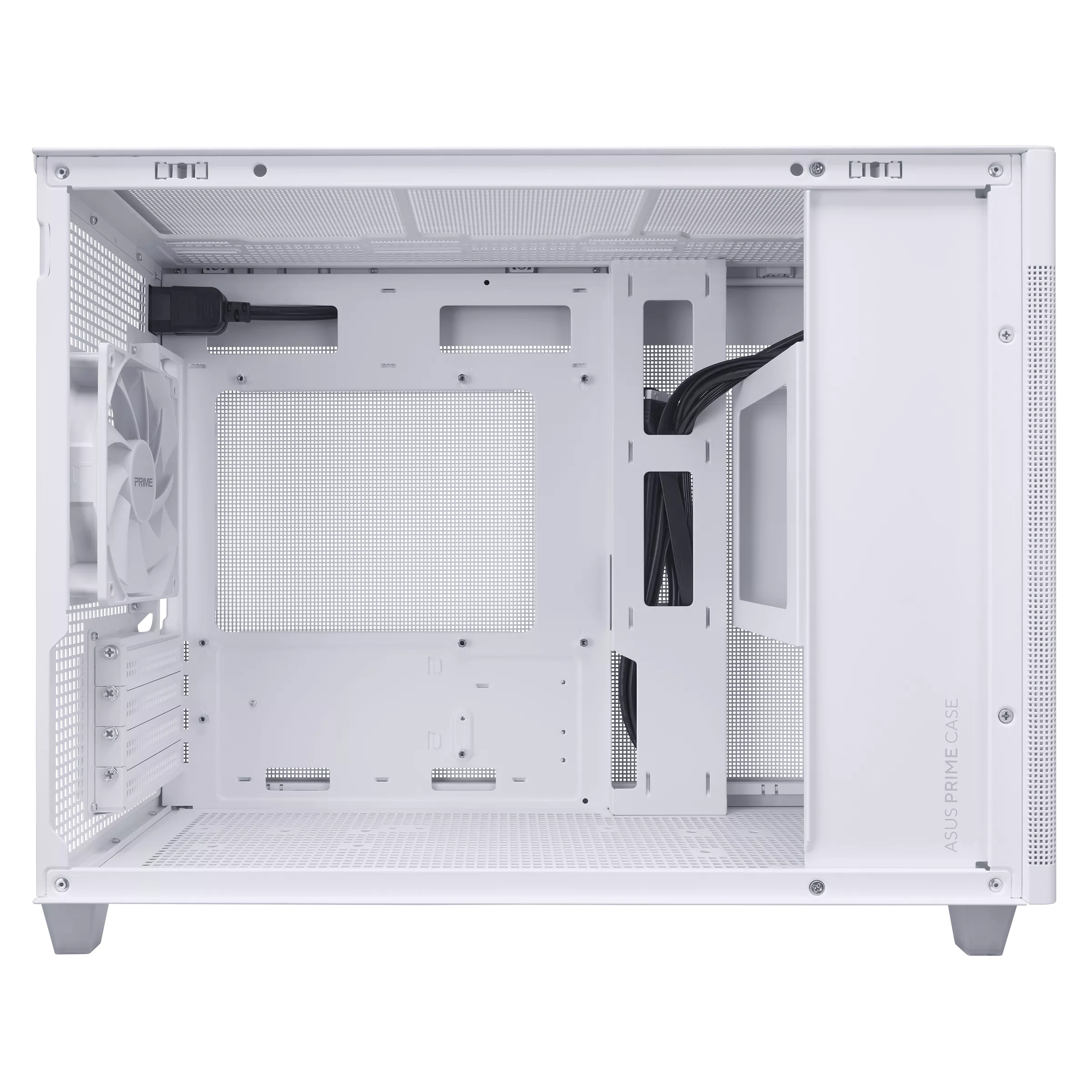 A large main feature product image of ASUS PRIME AP201 TG Micro Tower Case - White