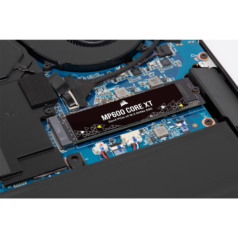 A large main feature product image of Corsair MP600 CORE XT PCIe Gen4 NVMe M.2 SSD - 2TB