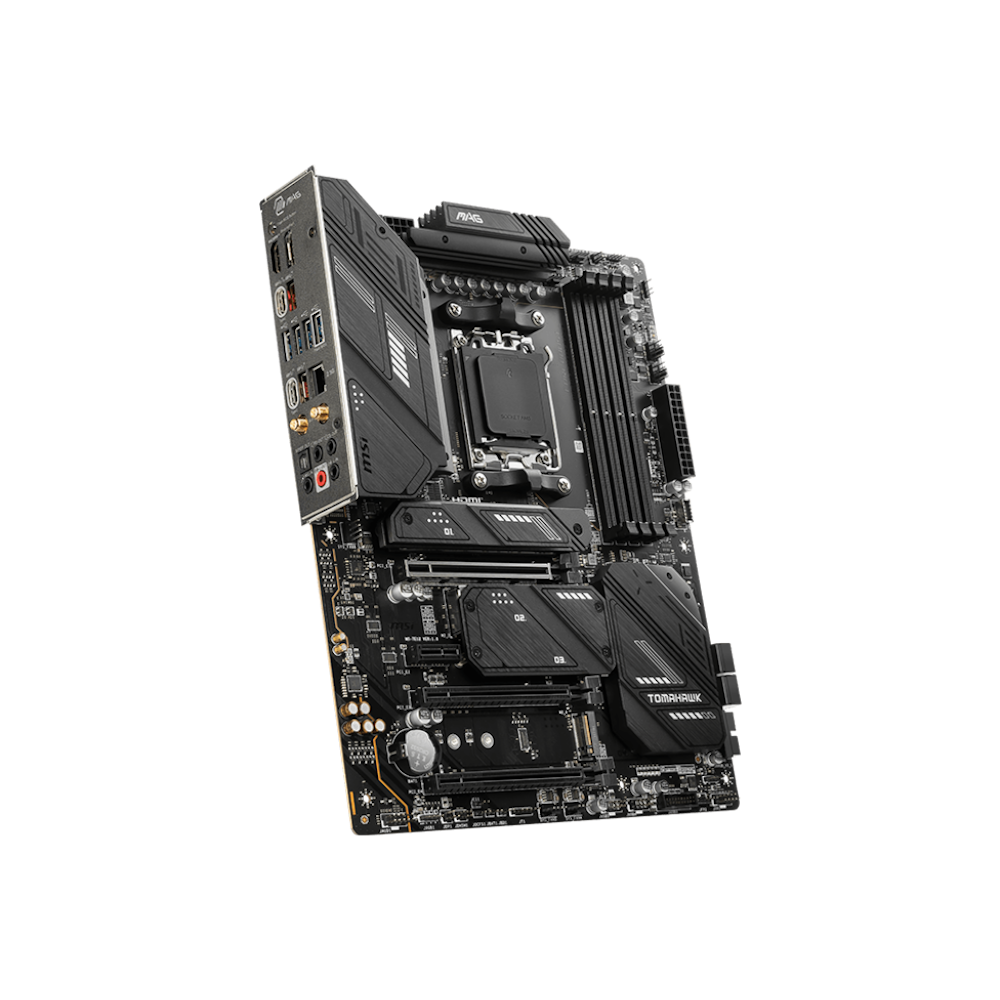 A large main feature product image of MSI MAG X670E Tomahawk WiFi AM5 ATX Desktop Motherboard