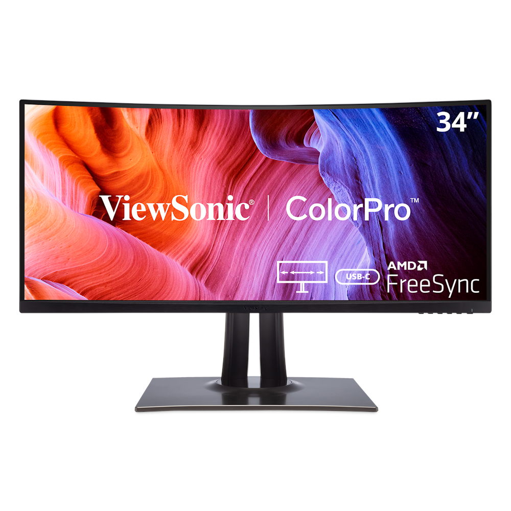 A large main feature product image of Viewsonic ColorPro VP3481A 34" Curved UWQHD Ultrawide 100Hz IPS Monitor