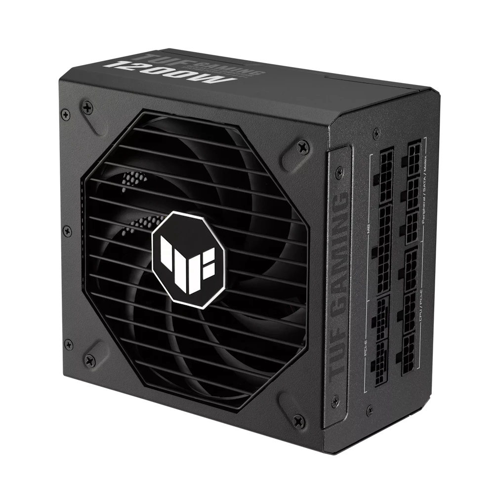 A large main feature product image of ASUS TUF GAMING 1200W Gold ATX Modular PSU