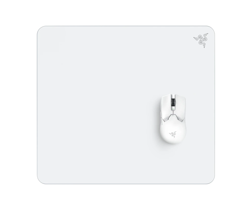 A large main feature product image of Razer Atlas - Premium Tempered Glass Mousepad (White)