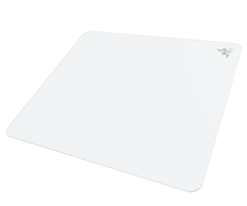 A large main feature product image of Razer Atlas - Premium Tempered Glass Mat (White)