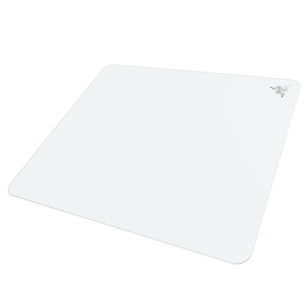 A large main feature product image of Razer Atlas - Premium Tempered Glass Mat (White)