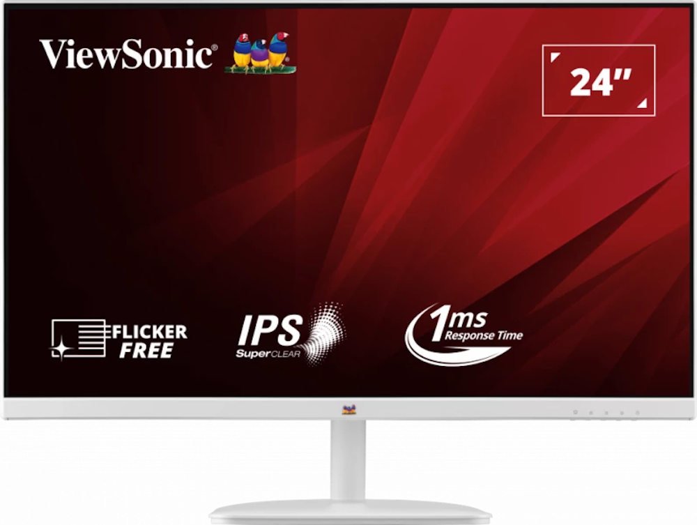 A large main feature product image of ViewSonic VA2432-H-W 24" 1080p 100Hz IPS Monitor - White
