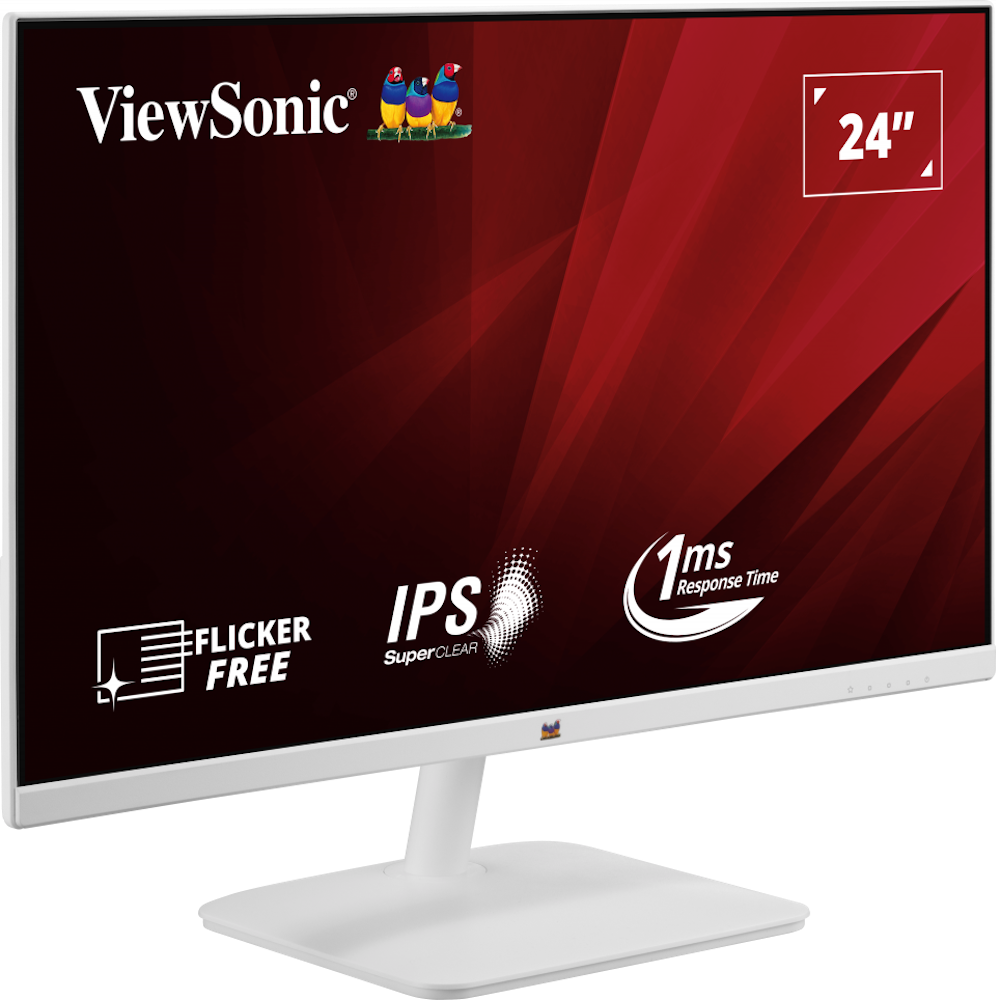 A large main feature product image of ViewSonic VA2432-H-W 24" 1080p 100Hz IPS Monitor - White