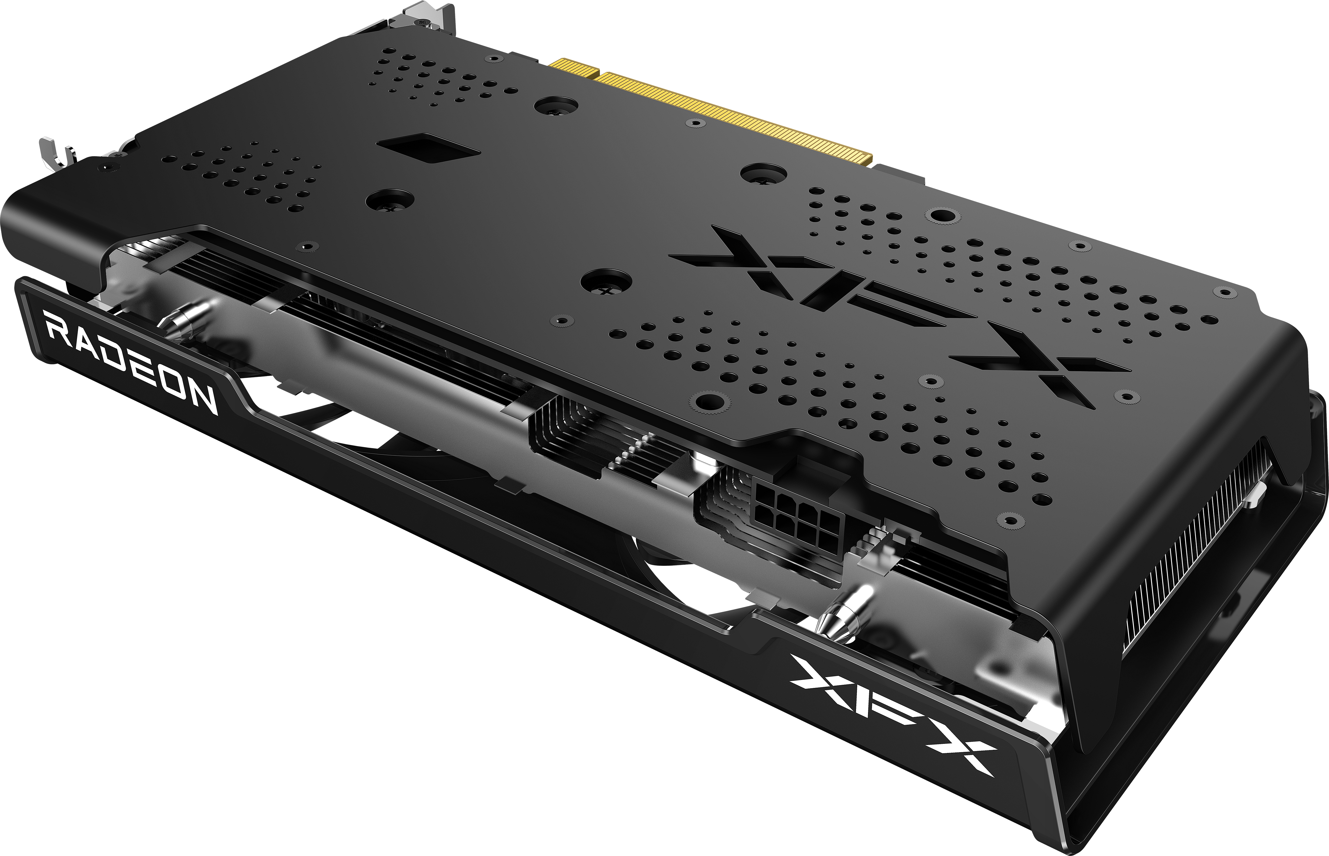 A large main feature product image of XFX Radeon RX 7600 Speedster SWFT 210 8GB GDDR6 