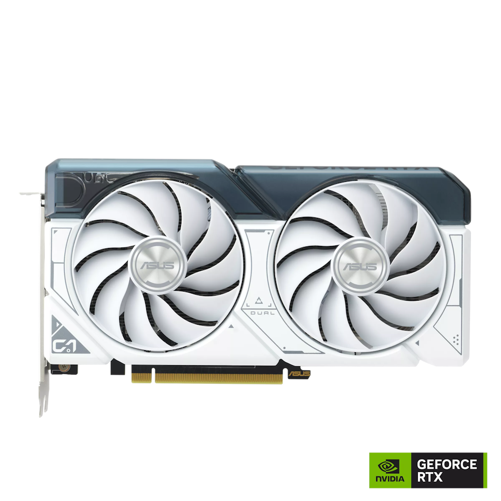 A large main feature product image of ASUS GeForce RTX 4060 Ti Dual OC 8GB GDDR6 - White