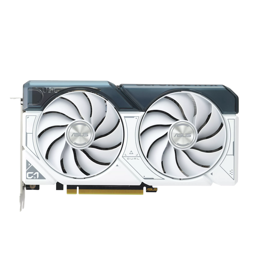 A large main feature product image of ASUS GeForce RTX 4060 Ti Dual OC 8GB GDDR6 - White