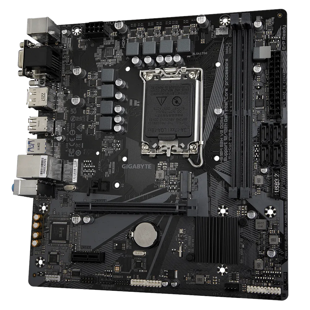 A large main feature product image of Gigabyte H610M S2H V2 DDR4 LGA1700 mATX Desktop Motherboard