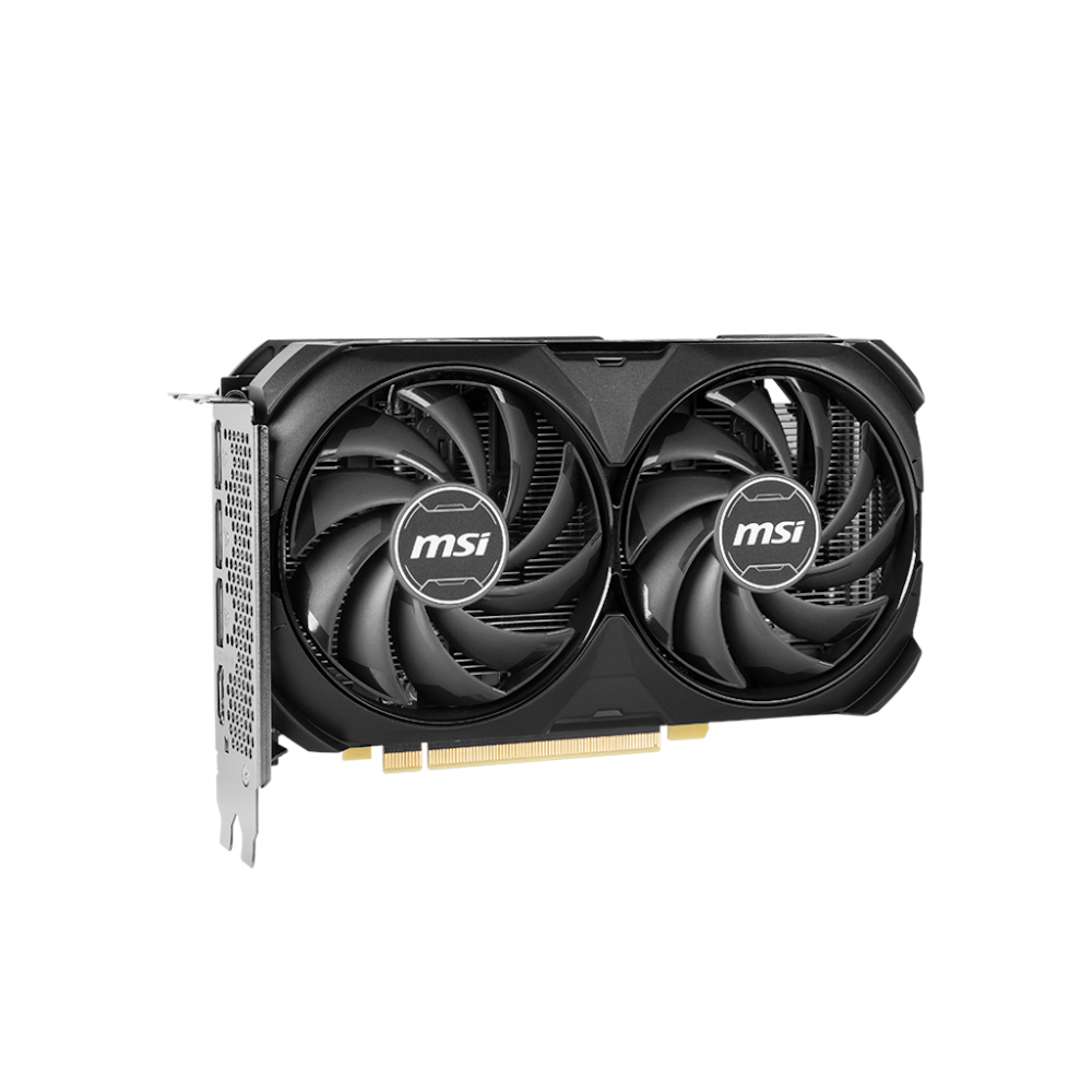 A large main feature product image of MSI GeForce RTX 4060 Ti Ventus 2X Black 8G OC