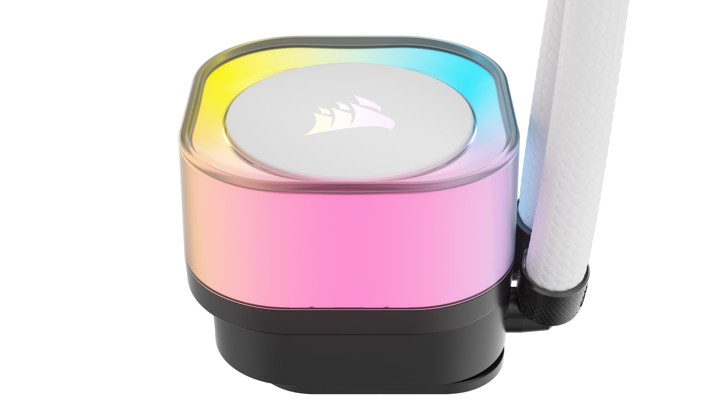 A large main feature product image of Corsair iCUE LINK H100i RGB - 240mm AIO Liquid CPU Cooler (White)