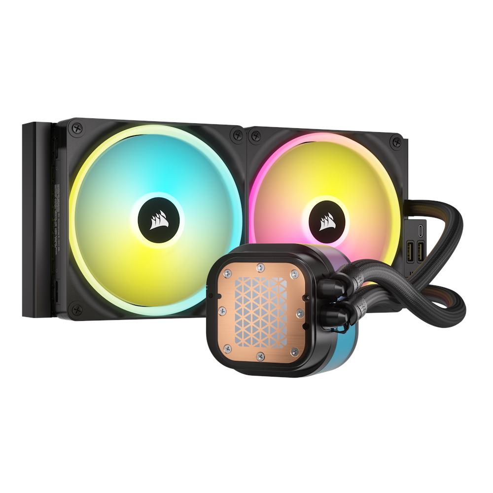 A large main feature product image of Corsair iCUE LINK H115i RGB 280mm AIO Liquid CPU Cooler