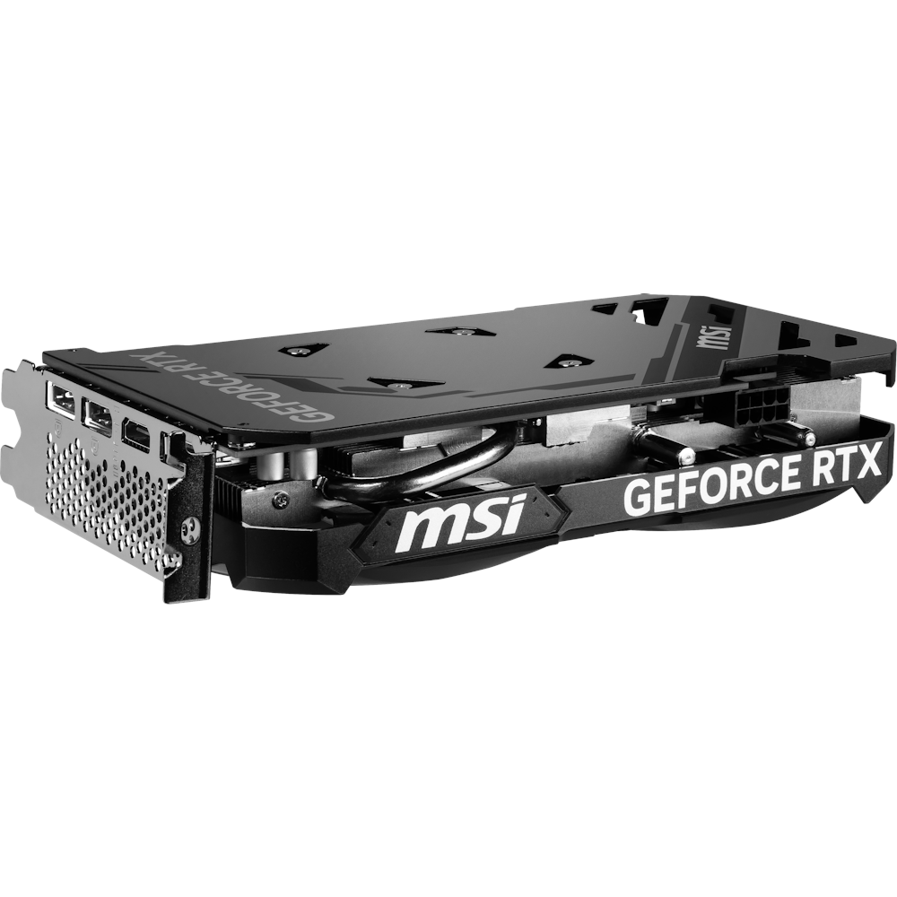 A large main feature product image of MSI GeForce RTX 4060 Ventus 2X Black OC 8GB GDDR6