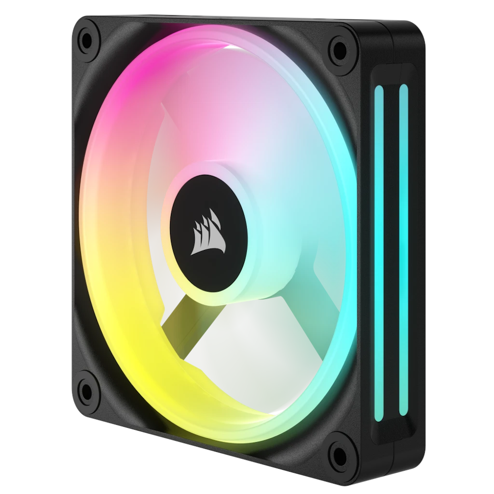 A large main feature product image of Corsair iCUE LINK QX120 RGB 120mm PWM Fan - Black