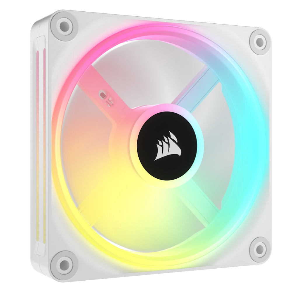 A large main feature product image of Corsair iCUE LINK QX120 RGB 120mm PWM Fan - White